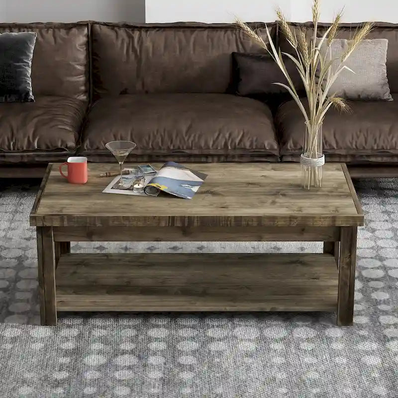 Table basse Joshua Creek 48 po, Aucun assemblage requis, Fini bois de grange