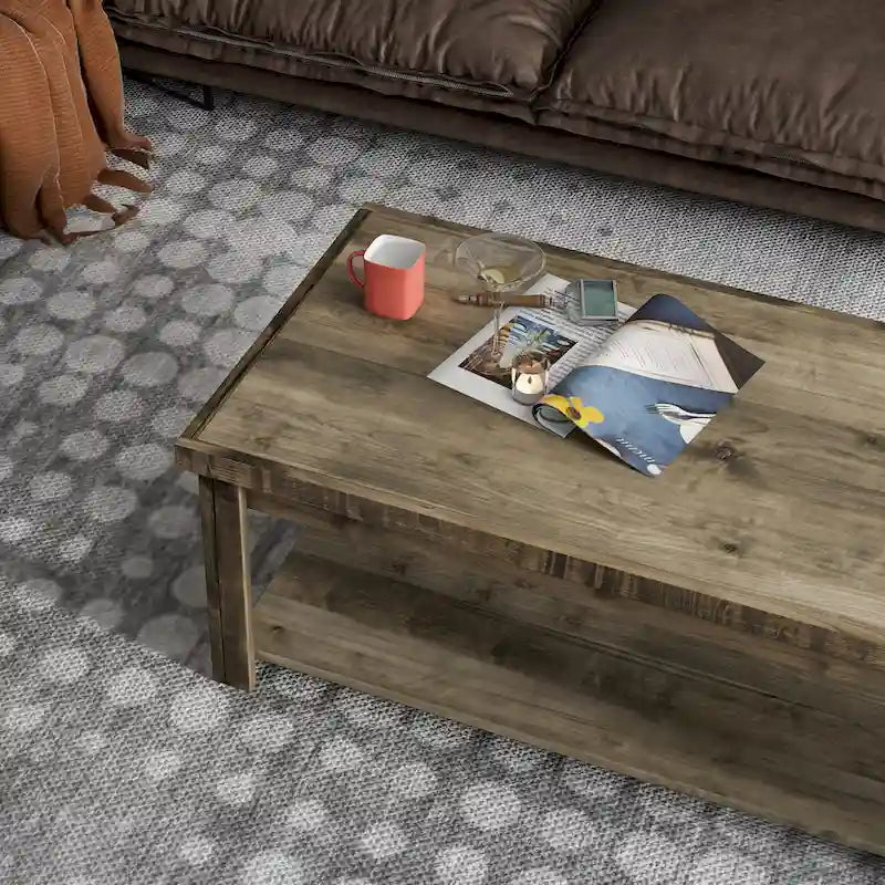 Table basse Joshua Creek 48 po, Aucun assemblage requis, Fini bois de grange