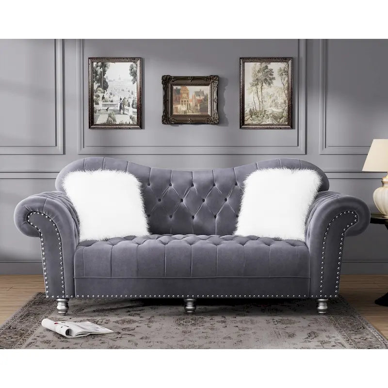 Canapé chesterfield de luxe classique américain à dossier capitonné