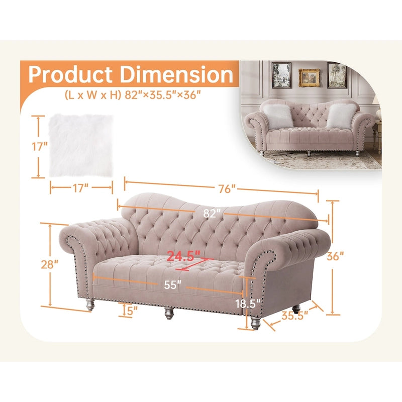 Canapé chesterfield de luxe classique américain à dossier capitonné