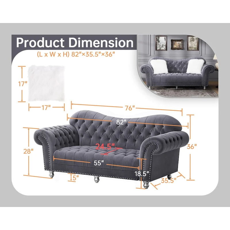 Canapé chesterfield de luxe classique américain à dossier capitonné