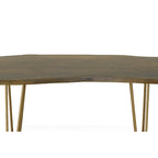Carolina Living Seti Table Basse/Banc à Rebord Brut – Plateau en Orme – Piétement Doré