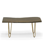 Carolina Living Seti Table Basse/Banc à Rebord Brut – Plateau en Orme – Piétement Doré