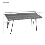 Carolina Living Seti Table Basse/Banc à Rebord Brut – Plateau en Orme – Piétement Doré