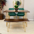 Carolina Living Seti Table Basse/Banc à Rebord Brut – Plateau en Orme – Piétement Doré