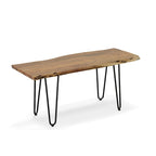 Carolina Living Seti Table Basse/Banc à Rebord Brut – Plateau en Orme – Piétement Doré