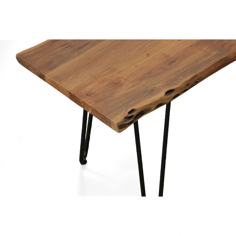 Carolina Living Seti Table Basse/Banc à Rebord Brut – Plateau en Orme – Piétement Doré