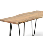 Carolina Living Seti Table Basse/Banc à Rebord Brut – Plateau en Orme – Piétement Doré