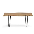 Carolina Living Seti Table Basse/Banc à Rebord Brut – Plateau en Orme – Piétement Doré