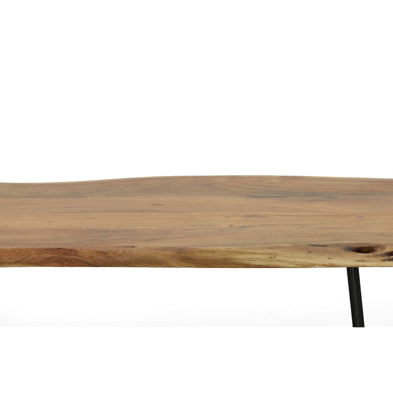 Carolina Living Seti Table Basse/Banc à Rebord Brut – Plateau en Orme – Piétement Doré