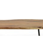 Carolina Living Seti Table Basse/Banc à Rebord Brut – Plateau en Orme – Piétement Doré