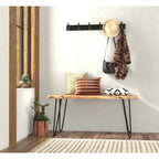 Carolina Living Seti Table Basse/Banc à Rebord Brut – Plateau en Orme – Piétement Doré