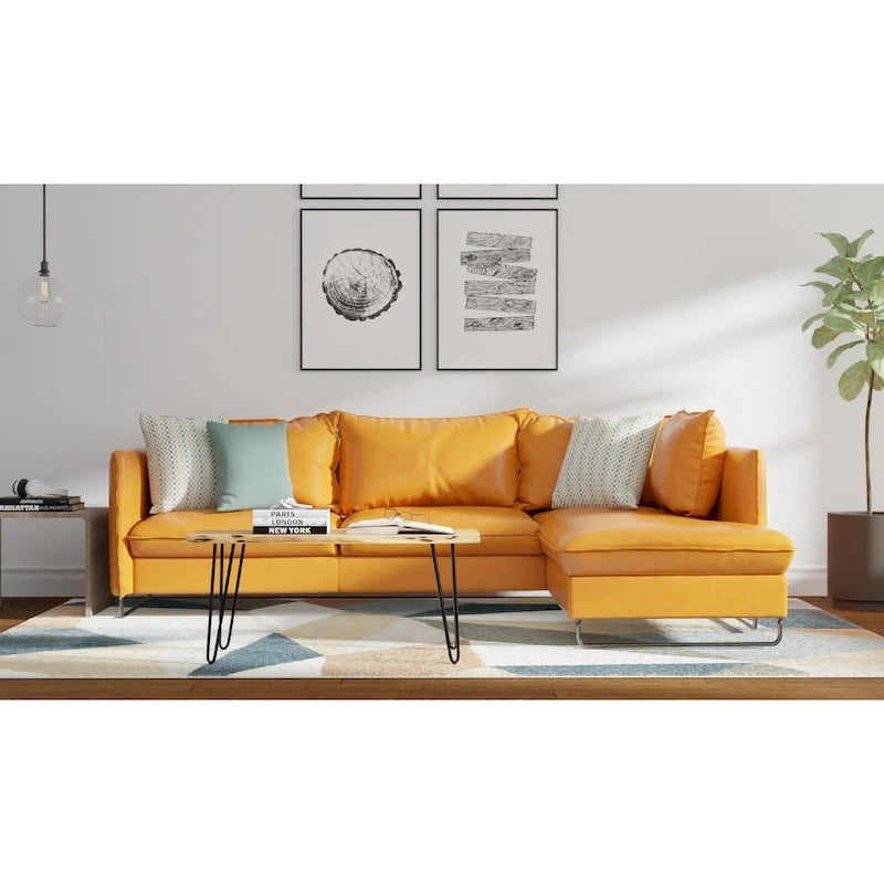 Carolina Living Seti Table Basse/Banc à Rebord Brut – Plateau en Orme – Piétement Doré