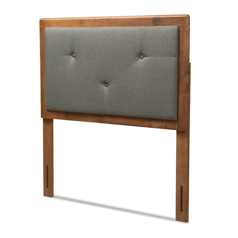 Tête de lit en tissu et bois moderne et contemporaine Abner Gris foncé