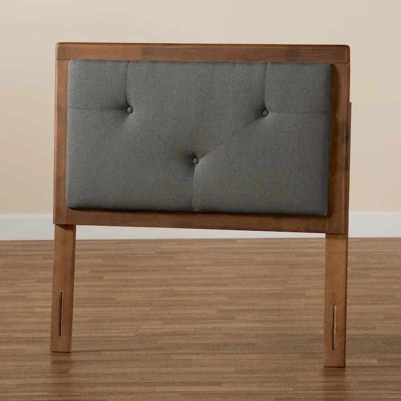 Tête de lit en tissu et bois moderne et contemporaine Abner Gris foncé