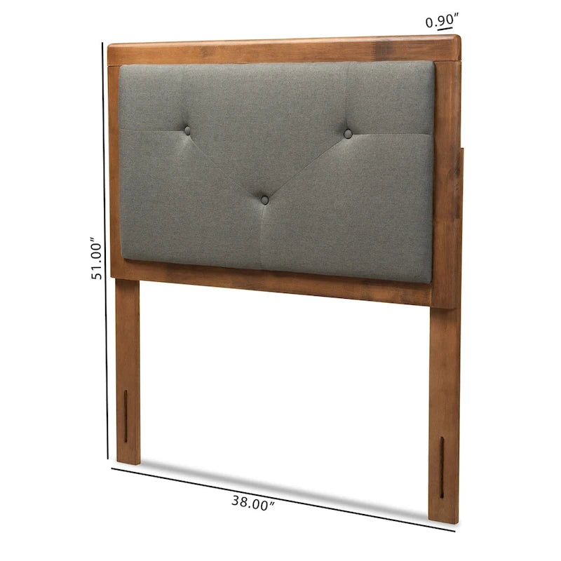 Tête de lit en tissu et bois moderne et contemporaine Abner Gris foncé