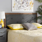 Tête de lit en tissu et bois moderne et contemporaine Abner Gris foncé