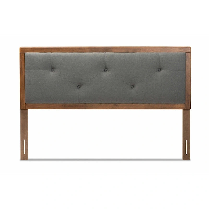 Tête de lit en tissu et bois moderne et contemporaine Abner Gris foncé