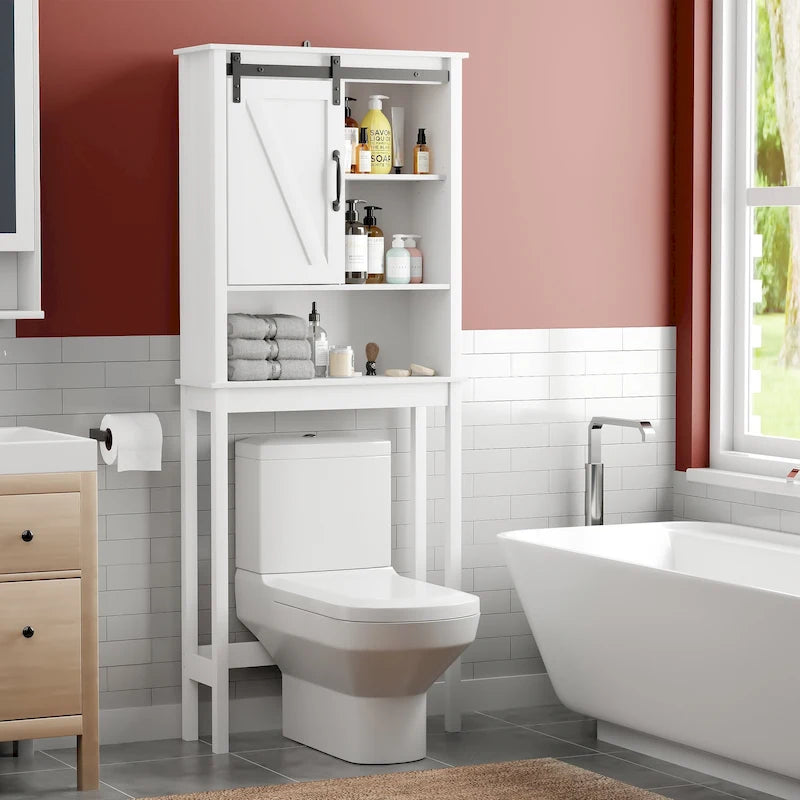 Pellebant Meuble de rangement WC gain de place pour salle de bain - 66,54 H x 27,17 L x 9,06 P