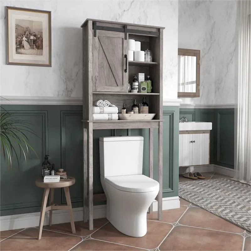 Pellebant Meuble de rangement WC gain de place pour salle de bain - 66,54 H x 27,17 L x 9,06 P