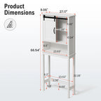 Pellebant Meuble de rangement WC gain de place pour salle de bain - 66,54 H x 27,17 L x 9,06 P