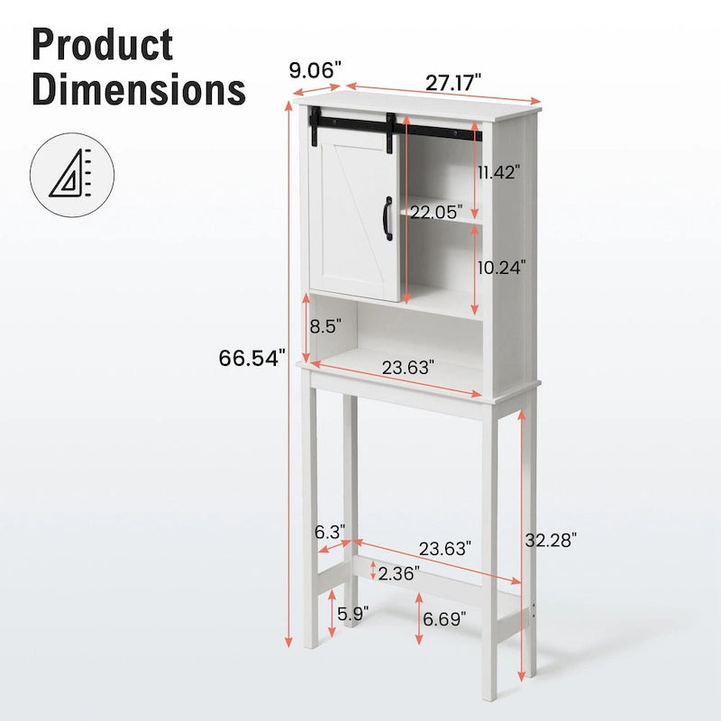 Pellebant Meuble de rangement WC gain de place pour salle de bain - 66,54 H x 27,17 L x 9,06 P