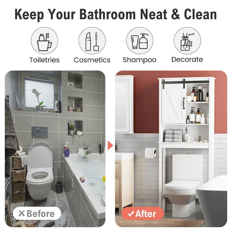 Pellebant Meuble de rangement WC gain de place pour salle de bain - 66,54 H x 27,17 L x 9,06 P
