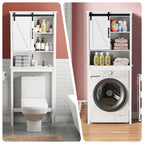 Pellebant Meuble de rangement WC gain de place pour salle de bain - 66,54 H x 27,17 L x 9,06 P