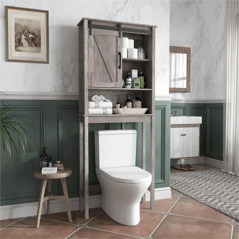 Pellebant Meuble de rangement WC gain de place pour salle de bain - 66,54 H x 27,17 L x 9,06 P