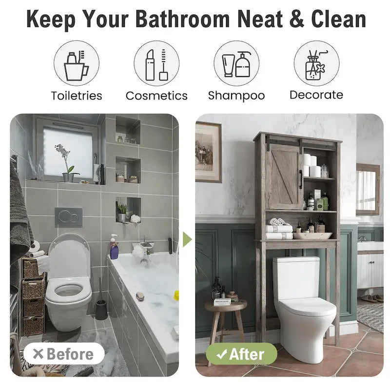 Pellebant Meuble de rangement WC gain de place pour salle de bain - 66,54 H x 27,17 L x 9,06 P