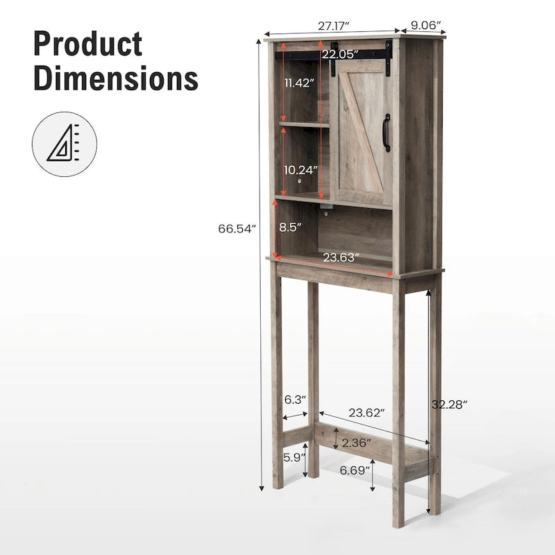 Pellebant Meuble de rangement WC gain de place pour salle de bain - 66,54 H x 27,17 L x 9,06 P