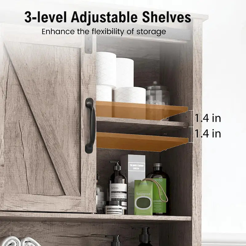 Pellebant Meuble de rangement WC gain de place pour salle de bain - 66,54 H x 27,17 L x 9,06 P