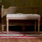 Banc français vintage capitonné avec cadre en bois massif sculpté