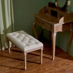 Banc français vintage capitonné avec cadre en bois massif sculpté