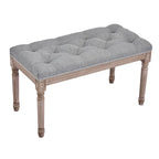 Banc français vintage capitonné avec cadre en bois massif sculpté