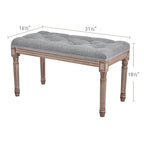 Banc français vintage capitonné avec cadre en bois massif sculpté