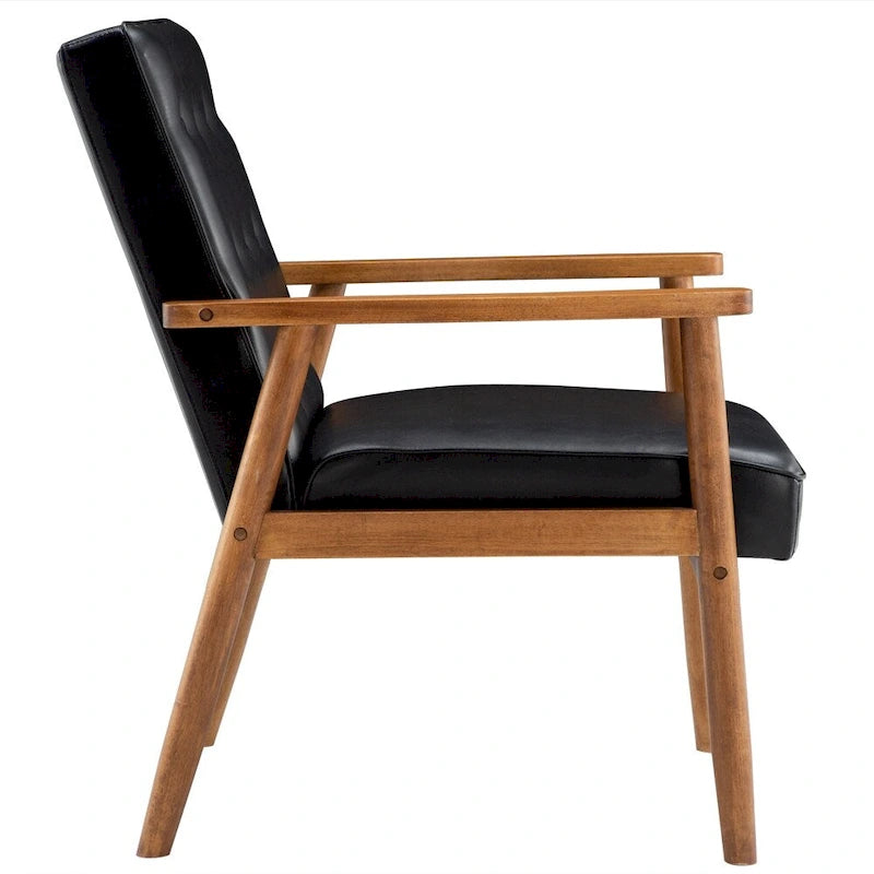Chaise Rétro Moderne en Similicuir Noir