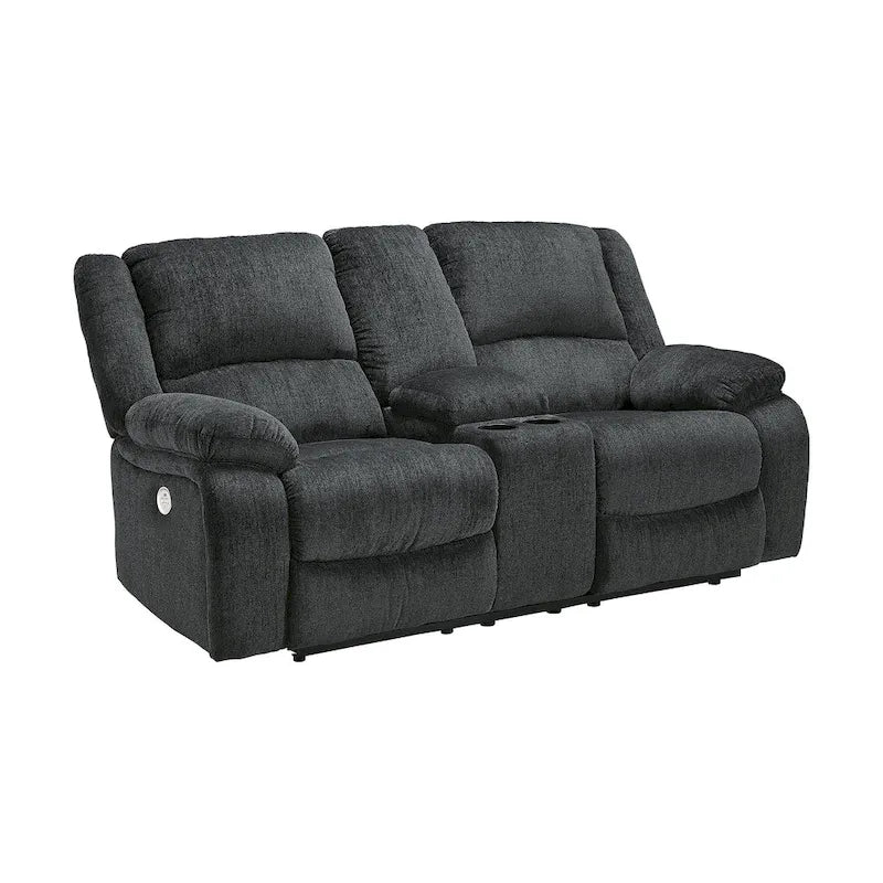 Causeuse inclinable double avec console, gris foncé