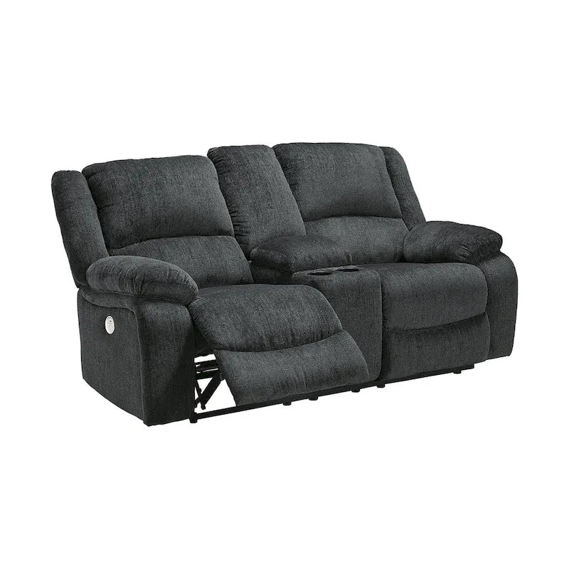 Causeuse inclinable double avec console, gris foncé