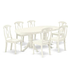Table à manger ovale et chaises de cuisine, blanc lin