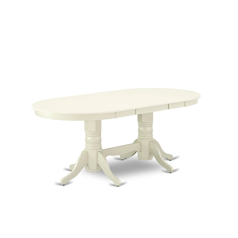 Table à manger ovale et chaises de cuisine, blanc lin