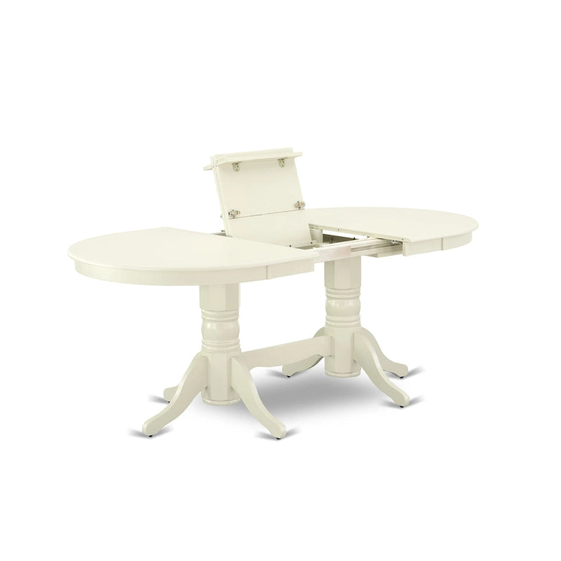 Table à manger ovale et chaises de cuisine, blanc lin