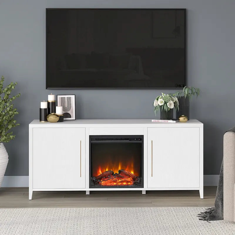 Meuble TV rectangulaire Jasper avec cheminée électrique pour téléviseurs jusqu'à 65 po