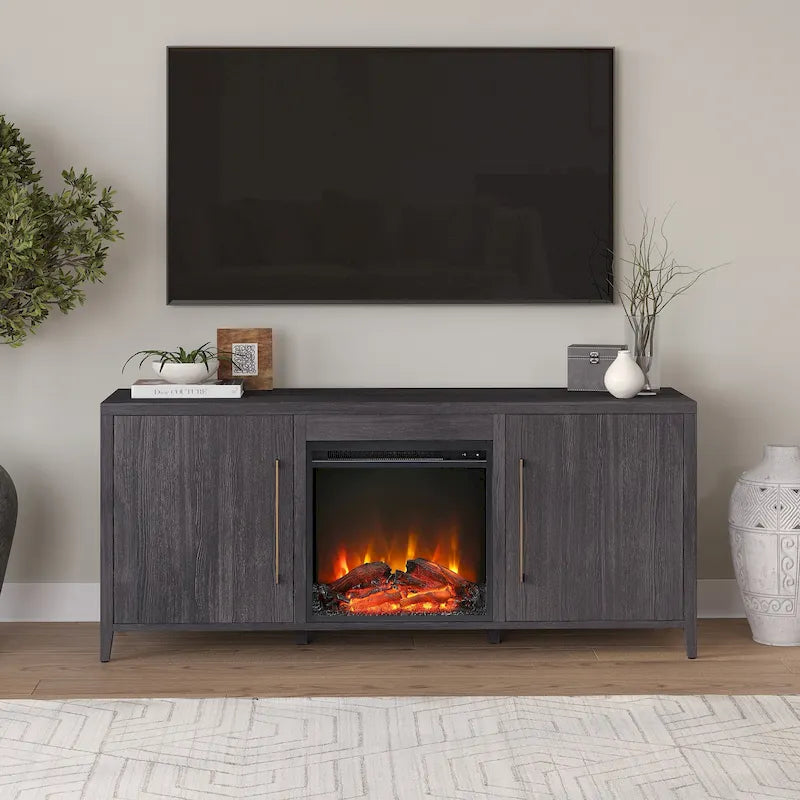 Meuble TV rectangulaire Jasper avec cheminée électrique pour téléviseurs jusqu'à 65 po