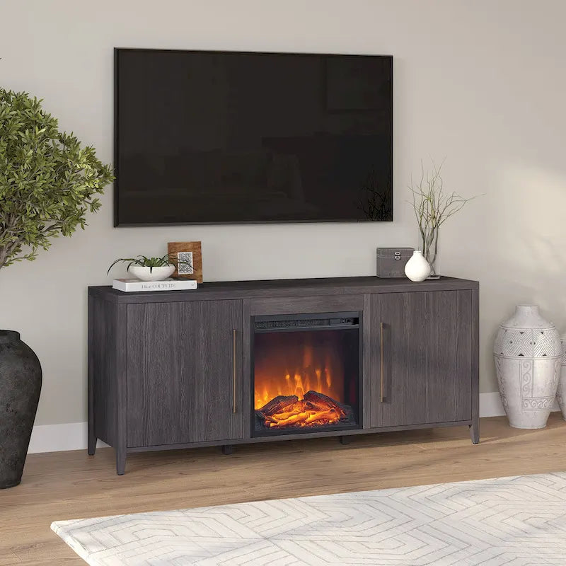 Meuble TV rectangulaire Jasper avec cheminée électrique pour téléviseurs jusqu'à 65 po