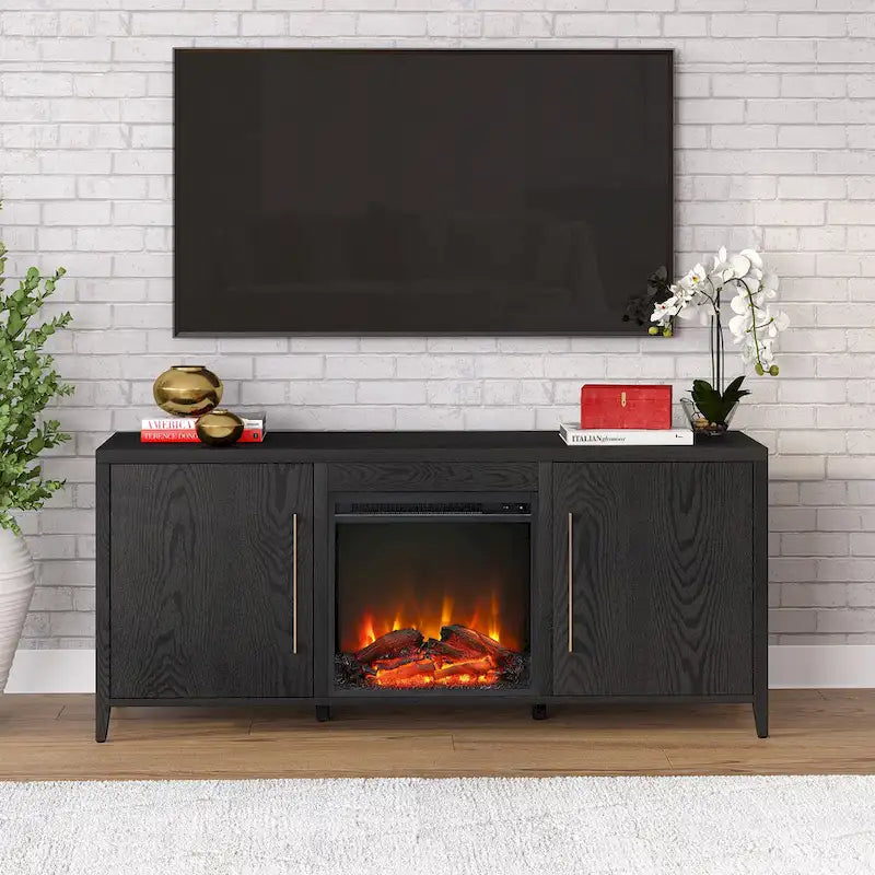 Meuble TV rectangulaire Jasper avec cheminée électrique pour téléviseurs jusqu'à 65 po