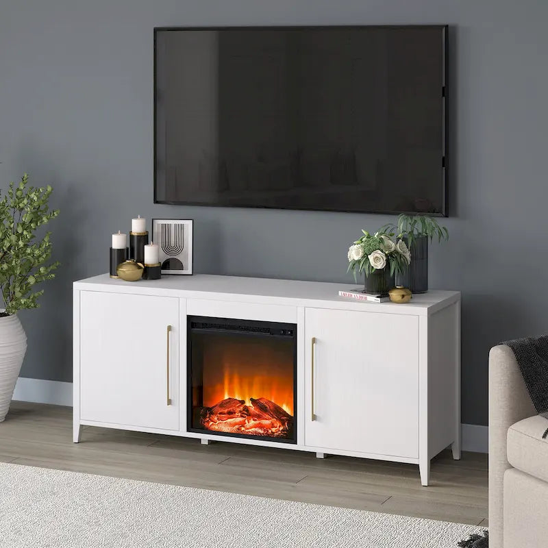 Meuble TV rectangulaire Jasper avec cheminée électrique pour téléviseurs jusqu'à 65 po