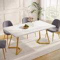 Table à manger moderne, petite table de cuisine en similicuir marbre blanc pour la famille