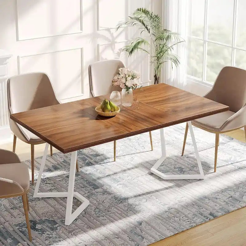 Table à manger moderne, petite table de cuisine en similicuir marbre blanc pour la famille