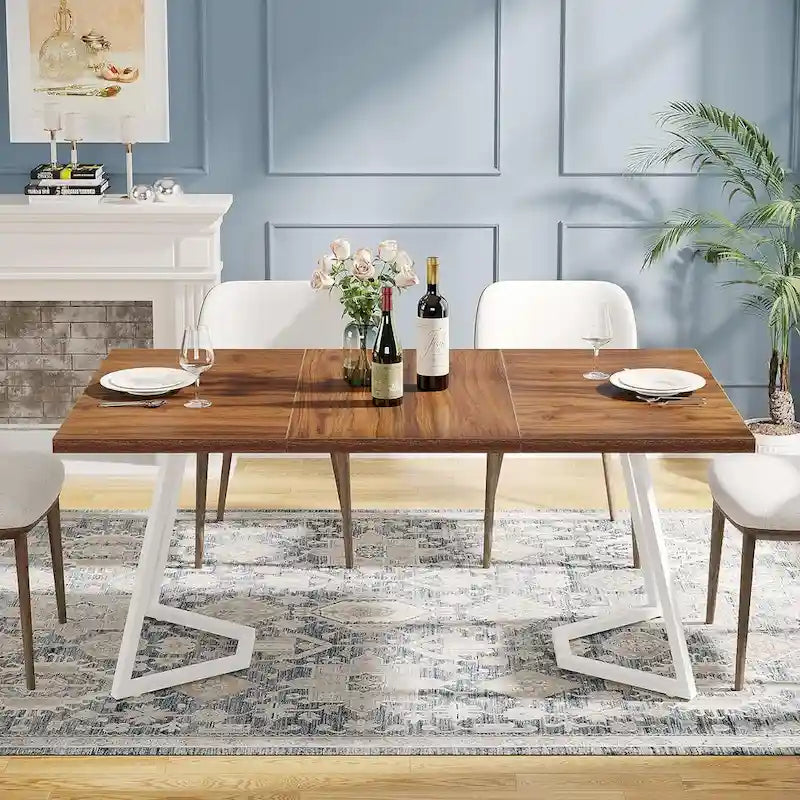 Table à manger moderne, petite table de cuisine en similicuir marbre blanc pour la famille